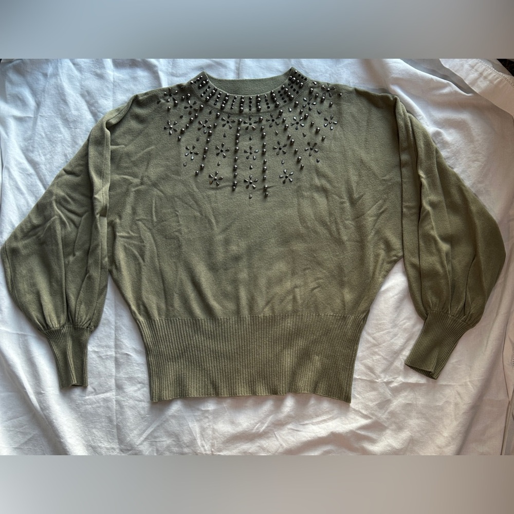 LIV Milano Sweater Sage Green with Studs detail Size Small